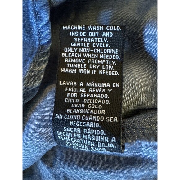 Zac & Rachel Chambray Button Up Shirt Blue Tunic Roll Tab Top  1X - Picture 7 of 9